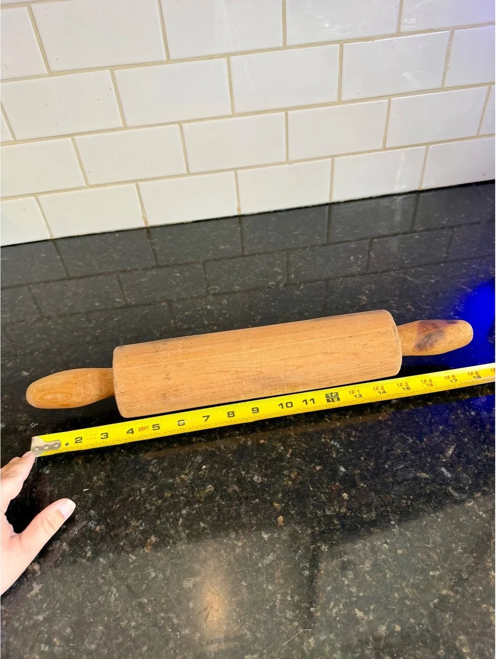 Vintage Wooden Rolling Pin Double Handle Farmhouse Kitchen Baking Decor
